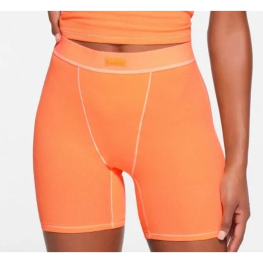NEW Skims Women's Apricot Breathable Stretch-Cotton Ribbed Boxers 3X NWT